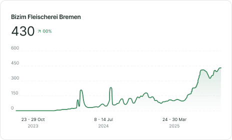 Ergebnisse von Rang1 Kunden: Verdoppelte Besucherzahlen in nur fünf Monaten.